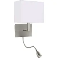 Searchlight Wandlampe 6519 mit LED Leselampe, satin silber