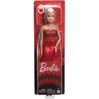 Barbie JGD25 - Barbie - 80 Jahre Jubiläumspuppe, rubinrotes Partykleid, Sammelpuppe