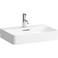 Laufen VAL Waschtisch, unterbaufähig, 1 Hahnloch, mit Überlauf, 600x420mm, H8102834001041, Farbe: Weiß mit LCC