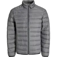 Jack & Jones 12280971_176_L, Puffer, Uni, Erwachsener, Reißverschluss, Nylon, Grau