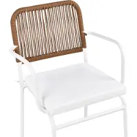 Beliani Gartenstühle 4er Set Weiß / Braun Aluminium Stoff Pulverbeschichtet Geflochten Sitzkissen Stapelbar Wetterfest Modern Outdoor Gartenmöbel