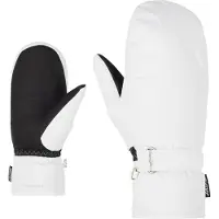 Ziener Fäustlinge "KISARI-Z AQUASHIELD DAMEN", Damen, Gr. 8,5, weiß, Kunstfaser, Handschuhe Fäustlinge, wasserdicht, winddicht, atmungsaktiv, warmes Fleece-Futter