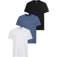 Man'S World T-Shirt »neue Farben!« 3er-Pack, Kurzarm, unifarben, Rundhals, aus Baumwolle, Gr. 48/50 (M), weiss-jeansblau-schwarz, , 99225621-48