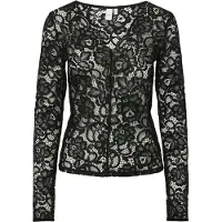 Y.A.S Spitzenshirt "YASLACEY LS V-NECK LACE TOP S. NOOS"