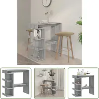 The Living Store Bartisch mit Regal Grau Sonoma 100x50x101,5 cm
