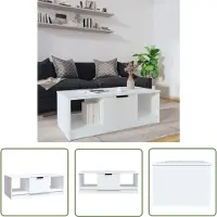 The Living Store Couchtisch Weiß 102x50x36 cm Holzwerkstoff