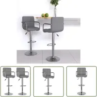 The Living Store Barhocker 2 Stk. Grau Kunstleder