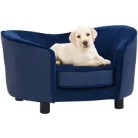 The Living Store Hundesofa Blau 69x49x40 cm Plüsch und Kunstleder