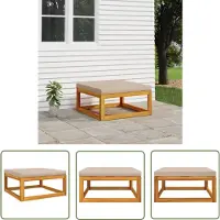 The Living Store Gartenhocker mit Kissen Taupe Massivholz Akazie