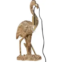 Beliani Tischlampe Gold Kunstharz 47 cm Hoch 1-Flammig Glühbirnen-Optik Tiermotiv Flamingo Langes Kabel mit Schalter Glam Nachttischlampe Leselampe