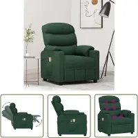 The Living Store Elektrischer Massagesessel Dunkelgrün Stoff