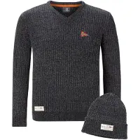 Jan Vanderstorm Rundhalspullover "Pullover mit Mütze RONAI", Herren, Gr. 3XL, grau (dunkelgrau melange), Obermaterial: 84% Polyester COOLMAX PES(Coolmax). 16% Baumwolle CO., Pullover Rundhalspullover