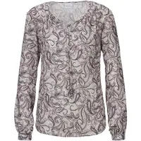 MADELEINE Rundhals-Bluse mit Paisley-Druck in wollweiß / blassrosa / rubinrot | Gr.: 44