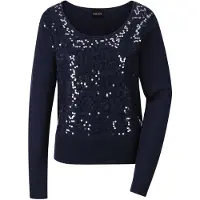 MADELEINE Rundhals-Pullover mit Glanz-Effekt in marine | Gr.: 40