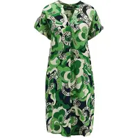 MADELEINE Sommerkleid "Tunikakleid Midi-Kleid mit grafischem Print", Damen, Gr. 38, N-Gr, grün (grün, marine, ecru), Obermaterial: 100% Viskose CV., Modern, Serafino, Kleider Sommerkleid
