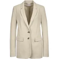 MADELEINE Jackenblazer "Blazer Floraler Jersey-Blazer in langer Form", Damen, Gr. 38, grau (kiesel), Obermaterial: 65% Viskose CV. 30% Polyamid PA. 5% Elasthan EL., Modern, normal, Blazer Jackenblazer