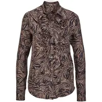 MADELEINE Bluse mit klassischem Hemdkragen in marine / caramel / espresso | Gr.: 48