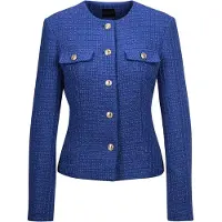 MADELEINE Eleganter Kurzblazer ohne Kragen in royalblau | Gr.: 44