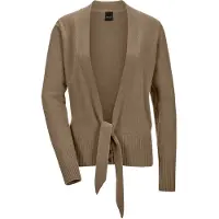 MADELEINE Kaschmirstrickjacke mit V-Ausschnitt in caramel | Gr.: 44