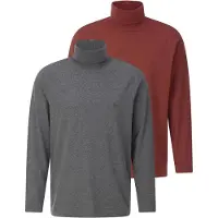 Babista Rollkragenshirt "Doppelpack Langarmshirt ULOR", Herren, Gr. L, grau (dunkelgrau rot), Obermaterial: 100% Baumwolle CO., Shirts Rollkragenshirt