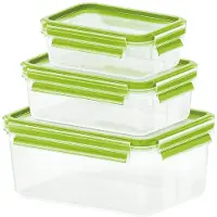 EMSA Frischhaltedose CLIP & CLOSE, 3er Set, 0,55/1,0/2,30 L, Farbe Grün