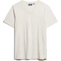 Superdry für Herren. M1011889A Weißes T-Shirt mit geflammtem V-Ausschnitt (XL), Lässig, Baumwolle, Kurzarm
