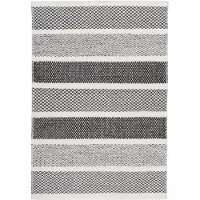 Theko Wollteppich "TRONDHEIM 03", grau, B:55cm H:10mm L:80cm, Wolle, Teppiche, Wollteppich, Handweb Teppich, Flachgewebe, reine Wolle, handgewebt, gestreift