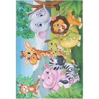 Kayoom "Sympathy Kids 249" rechteckig 5 mm Höhe Kurzflor, Modernes Muster, Fußbodenheizungsgeeignet, Zebra, Dschungel