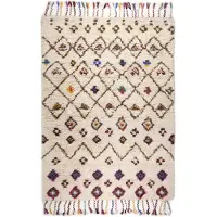 Theko Orientteppich "Nomadic 1" Gr. 4, beige, B:160cm H:20mm L:230cm, Schurwolle, Teppiche, Orientteppich, reine Wolle, handgewebt, Rauten Design, mit Fransen