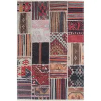 Kayoom Teppich "Atoil 273", bunt (multi), B:115cm H:6mm L:170cm, Polyester, Teppiche, Teppich, Kurzflor, Patchwork Muster, mit Fransen