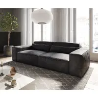 DELIFE Big-Sofa Sirpio 230x95 cm Lederimitat Vintage Anthrazit