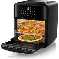 Arendo Heißluftfritteuse Fry Time 3 mit 12 l, Airfryer und Mini-Backofen mit Drehspieß, 1800 W, 10 Programme, Dörrfunktion, Trommelkorb und Kebap-Set, ohne Öl, XXL, Edelstahl