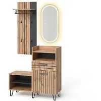 Vicco Garderobe Amber Eiche Wotan 100 x 100 cm 3 Teile, Model 57341