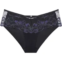 Triumph Slip "Wild Gardenia Florale", Damen, Gr. 48, schwarz, Microtouch, Obermaterial: 77% Lyocell, 23% Elasthan, körpernah, Unterhosen Slip, weiche Spitze vorn, Satin-Bund, elastisch