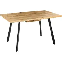 Beliani Esstisch Holzoptik Braun MDF-Tischplatte Rechteckig Ausziehbar 140/180x90 cm für 6 Personen Schwarze Metallbeine Modern Esszimmer Ausziehtisch