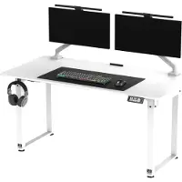 Ultradesk UPLIFT - Weiß - Großer Computertisch, elektrische Höhenverstellung, 160x75cm Platte, Kabelverwaltung, zwei Motoren, Mauspad inklusive