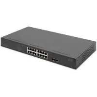Digitus 16-Port Gigabit Netzwerkswitch, 19 Zoll, unmanaged, 2 Uplink Ports, SFP, Unmanaged, Gigabit Ethernet (10/100/1000), Vollduplex, Power over Ethernet (PoE), Rack-Einbau, 1U
