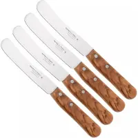 Knivesandtools Traditional Buckels, rostfreier Stahl, Olivenholz, Buckelsmesser, Frühstücksmesser, 4-teilig