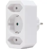 Scanpart 177602009 Europa- und Schutzkontakt-Adapter: Anschluss für 2 Europa- und 1 Schutzkontakt-Stecker, erhöhter Berührungsschutz, Farbe: arktisweiß - 10 Stück