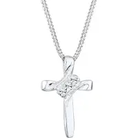 Elli Silberkette "Halskette Kreuz 925er Silber vergoldet, mit Kristallen von Swarovski" Gr. 45, silber, Halsketten, Damen, 45,mit Stein, Silber 925 (Sterlingsilber), Silberkette
