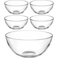 Leonardo Schale "Schalen-Set CUCINA, 5er Set, 4x Ø 14 cm & 1x Ø 28 cm", transparent, Glas, Schüsseln, Schale, Spülmaschinengeeignet