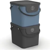 Rotho Albula afvalscheiders - set van 2 - 40L - zwart/blauw (1041399999AZ)