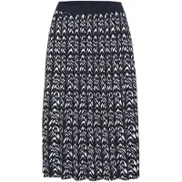 Goldner Strickrock "Gestrickter Plisseerock, Grafik-Muster", Damen, Gr. 52, schwarz (schwarz, weiß, gemustert), Obermaterial: 55% Baumwolle CO. 45% Viskose CV., normal, Röcke Strickrock, Plissefalten