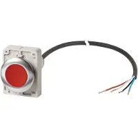 Eaton 185977 Leuchtdrucktaste, flach, tastend, 1 Ö, Kabel (schwarz) mit offenem Ende, 4-polig, 3.5 m, LED rot, rot, unbeschriftet, 24 V AC/DC