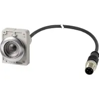 Eaton 185989 Drucktaste, flach, tastend, 1 Ö, Kabel (schwarz) mit M12A-Stecker, 4-polig, 1 m, ohne Tastenplatte, Frontring Metall C30C-FD-X-K01-P5