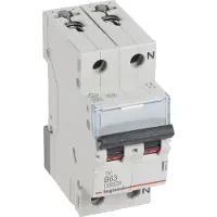 Legrand 403378 TX3 Leitungsschutzschalter B-Charakteristik, 63A, 1-polig+N, 6kA, 230VAC, 2TE