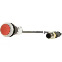 Eaton 181633 Drucktaste, flach, tastend, 1 Ö, Kabel (schwarz) mit M12A-Stecker, 4-polig, 0.5 m, rot, unbeschriftet, Frontring Titan C22-D-R-K01-P3