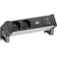 Bachmann DESK2 ALU BLACK 2xP40 937.3251xUSB A&C 22W 0,2m GST18
