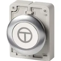 Eaton 188056 Drucktaste, RMQ-Titan, flach, tastend, weiß, beschriftet, Frontring Edelstahl, EIN/AUS M30I-FD-W-X11