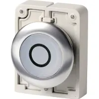 Eaton 188038 Leuchtdrucktaste, RMQ-Titan, flach, rastend, weiß, beschriftet 0, Frontring Edelstahl M30I-FDRL-W-X0